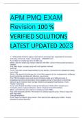 APM PMQ EXAM Revision 100 %  VERIFIED SOLUTIONS  LATEST UPDATED 2023