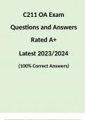 C211 OA Exam Questions and Answers Rated A+  Latest 2023/2024  (100% Correct Answers)