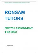 This document contains solutions for CRI3701 Assignment 1 Semester 2 2023. Buy now and get a distinction. For further assistance, WhatsApp: 0671189059