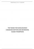 TEST BANK FOR ADOLESCENCE CANADIAN EDITION IAN MCMAHAN, SUSAN THOMPSON