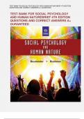 TEST BANK FOR SOCIAL PSYCHOLOGY AND HUMAN NATURE BRIEF 4TH EDITION QUESTIONS AND CORRECT ANSWERS A+ GURANTEED