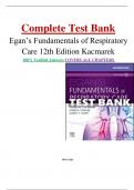 Test Bank for Egan’s Fundamentals of Respiratory Care 12th Edition ,Complete Guide