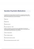 Saunders Psychiatric Medications Questions & Answers 2023 ( A+ GRADED 100% VERIFIED)