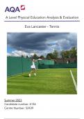 Exemplar AQA A-Level PE Coursework - Tennis (FULL MARKS)
