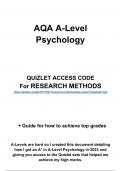 A* Quizlet flashcard access - RESEARCH METHODS for AQA A-Level Psychology