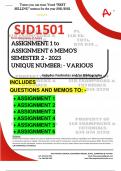 SJD1501 ASSIGNMENT 1 to 6 MEMOS- SEMESTER 2 - 2023 - UNISA - (UNIQUE NUMBER: - VARIOUS) (DISTINCTION GUARANTEED) – DUE DATE:- VARIOUS