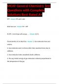 MCAT General Chemistry Test Questions with Complete Solutions Best Rated A+