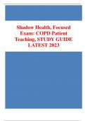 Shadow Health, Focused Exam: COPD Patient Teaching, STUDY GUIDE