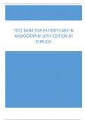 Patient Care in Radiography 10th Edition by Ehrlich Complete Test Bank
