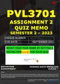 PVL3701 ASSIGNMENT 2 QUIZ MEMO - SEMESTER 2 - 2023 - UNISA - DUE DATE: - SEPTEMBER 2023 (100% PASS - GUARANTEED)