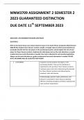 MNM3709 ASSIGNMENT 2 SEMESTER 2 2023 GUARANTEED DISTINCTION DUE DATE 11th SEPTEMBER 2023