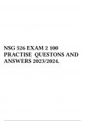 NSG 526 EXAM 2 100 PRACTISE QUESTONS AND ANSWERS 2023/2024.