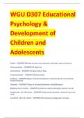 WGU D307 Educational  Psychology &  Development of  Children and  Adolescents