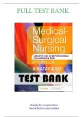 TEST BANK FOR MEDICAL SURGICAL NURSING, 9TH EDITION, IGNATAVICIUS, WORKMAN & REBAR | All chapters 1-74 |A+ COMPLETE  GUIDE
