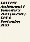 RRLLB81 Assignment 1 Semester 2 2023 (757516)- DUE 6 September 2023