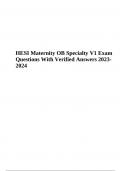 HESI Maternity OB Specialty V1 Exam Questions With Verified Answers 2023- 2024