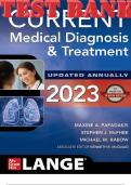 TEST BANK for Current Medical Diagnosis & Treatment 2023. by Maxine Papadakis, Stephen McPhee, Michael Rabow & Kenneth McQuaid. (Complete 40 Chapters)