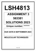 LSH4813 ASSIGNMENT 3 SOLUTIONS 2023 UNISA PORTFOLIO MOLECULAR TECHNIQUES 
