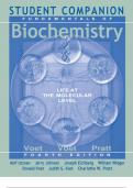STUDENT COMPANION TO ACCOMPANY FUNDAMENTALS OF BIOCHEMISTRY LIFE AT THE MOLECULAR LEVEL Fourth Edition by Voet