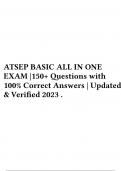 ATSEP BASIC ALL IN ONE EXAM |150+ Questions with 100% Correct Answers | Updated & Verified 2023 .