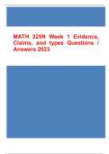 MATH 225N Week 1 Evidence, Claims, and types Questions / Answers 2023