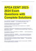 APEA EENT 2023-2024 Exam Questions with Complete Solutions 
