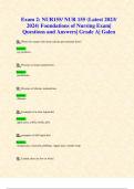 Exam 2: NUR155/ NUR 155 (Latest 2023/ 2024) Foundations of Nursing Exam| Questions and Answers| Grade A| Galen