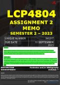 LCP4804 ASSIGNMENT 2 MEMO - SEMESTER 2 - 2023 - UNISA - DUE DATE: - 11 SEPTEMBER 2023 (DETAILED MEMO – FULLY REFERENCED – 100% PASS - GUARANTEED)
