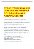 Python Programming Intro  John Zelle 3rd Edition Ch  6, 7, 8 Questions With  Answers 2023/2024
