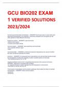 GCU BIO202 EXAM  1 VERIFIED SOLUTIONS  2023/2024