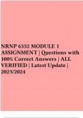 NRNP 6552 MODULE 1 ASSIGNMENT | Questions with 100% Correct Answers | ALL VERIFIED | Latest Update | 2023/2024