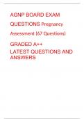 AGNP BOARD EXAM QUESTIONS Pregnancy Assessment (67 Questions) GRADED A++ LATEST QUESTIONS AND ANSWERS