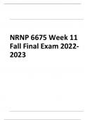 NRNP 6675 Week 11 Fall Final Exam 2022- 2023