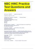 NBC HWC Practice  Test Questions and  Answers 2023/2024