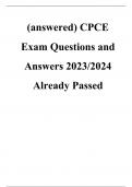 (answered) CPCE Exam Questions and Answers 2023/2024 Already Passed
