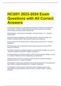 HCI201 2023-2024 Exam Questions with All Correct Answers 