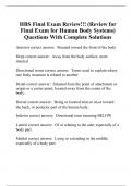 HBS Final Exam Review!!! (Review for Final Exam for Human Body Systems) Questions With Complete Solutions
