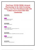 Final Exam: NR 568 (NR568) Advanced Pharmacology for the Adult-Gerontology  Primary Care Nurse Practitioner| Guide with Verified Answers |Latest 2023/ 2024- Chamberlain