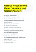 German Vocab M100 6 Exam Questions with Correct Answers 