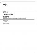 AQA GCSE GEOGRAPHY Paper 2 MARK SCHEME 2023: Challenges in the Human Environment