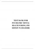 TEST BANK FOR PSYCHIATRIC MENTAL HEALTH NURSING, 8TH EDITION WANDAMOHR