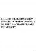 PHIL 347 WEEK 7  DISCUSSION / UPDATED VERSION 2023/2024 GRADED A+ CHAMBERLAIN UNIVERSITY.