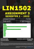 LIN1502 ASSIGNMENT 3 MEMO - SEMESTER 2 - 2023 - UNISA - DUE DATE: - 17 SEPTEMBER 2023 (DETAILED MEMO – FULLY REFERENCED – 100% PASS - GUARANTEED)