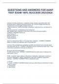 QUESTIONS AND ANSWERS FOR AANP  TEST EXAM 100% SUCCESS 2023/2024