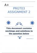 PRGT03 ASSIGNMENT 2(COMPLETE ANSWERS) 2023 () 