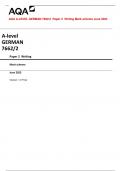Bundle: AQA A-LEVEL GERMAN 7662/2 Paper 2 Writing Question paper and Mark scheme June 2023