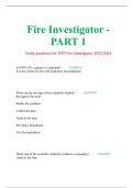 Fire Investigator - PART 1 Study questions for TCFP Fire Investigator 2023/2024