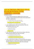 ATI NUTRITION PRETEST FINAL EXAM QUESTIONS WITH VERIFIED ANSWERS ATI Nutrition Assessment