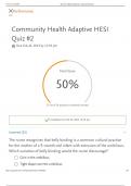 Community Health Adaptive HESI Quiz #2 2023