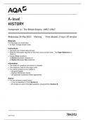 AQA A LEVEL HISTORY PAPER 1 2023 QUESTION PAPER AND MARK SCHEME BUNDLE (7042/1J: Component 1J The British Empire, c1857–1967)